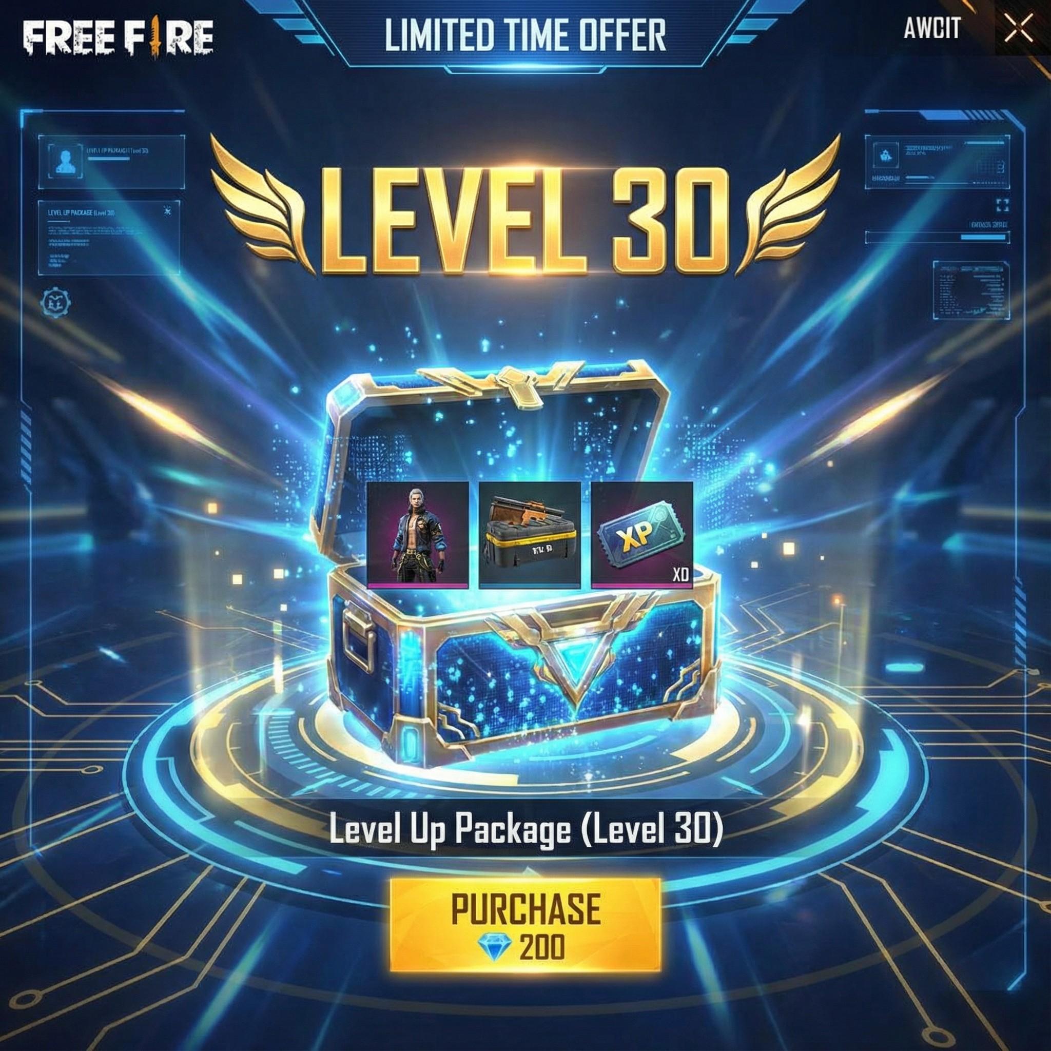 Level UP Package - Level 30 - (1 Time Only Purchese) - Free Fire